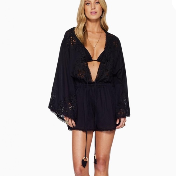 RAMY BROOK DIA 100%COTTON LONG SLEEVE ROMPER black - Picture 2 of 13